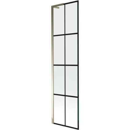 Mexen Next L, 1-křídlová vanová zástěna 50 x 150 cm, 6mm čiré sklo-černý vzor, zlatý lesklý profil, 895-050-000-03-77-50