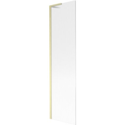 Mexen Next L, 1-křídlová vanová zástěna 50 x 150 cm, 6mm sklo s žebrovým vzorem, zlatý matný profil, 895-050-000-03-09-55