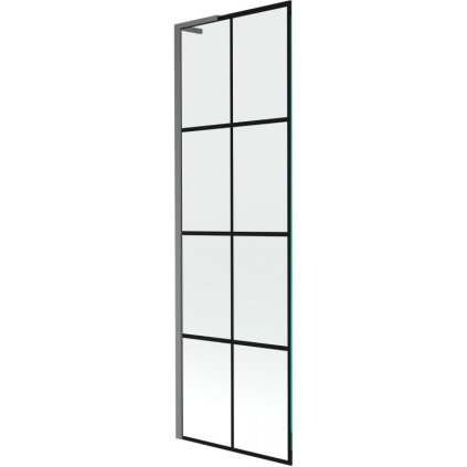 Mexen Next L, 1-křídlová vanová zástěna 60 x 150 cm, 6mm čiré sklo-černý vzor, grafitový profil, 895-060-000-03-77-66