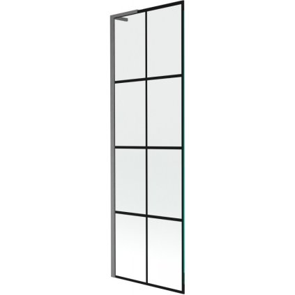 Mexen Next L, 1-křídlová vanová zástěna 60 x 150 cm, 6mm čiré sklo-černý vzor, grafitový profil, 895-060-000-03-77-66