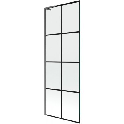 Mexen Next L, 1-křídlová vanová zástěna 70 x 150 cm, 6mm čiré sklo-černý vzor, ​​grafitový profil, 895-070-000-03-77-66