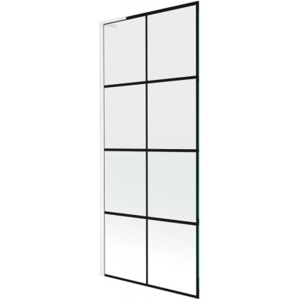 476186 4 mexen next l 1 kridlova vanova zastena 80 x 150 cm 6mm cire sklo cierny vzor biely profil 895 080 000 03 77 20