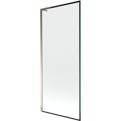 Mexen Next L, 1-křídlová vanová zástěna 80 x 150 cm, 6mm čiré sklo-černý vzor, zlatý lesklý profil, 895-080-000-03-70-50