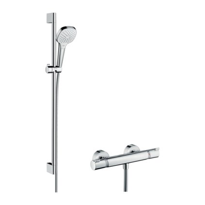 Hansgrohe Croma Select E, sprchová sada Vario s termostatem Ecostat Comfort a sprchovou tyčí 90 cm, bílá/chromová, HAN-27082400