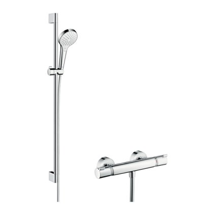Hansgrohe Croma Select S, sprchová sada Vario s termostatem Ecostat Comfort a sprchovou tyčí 90 cm, bílá/chromová, HAN-27014400