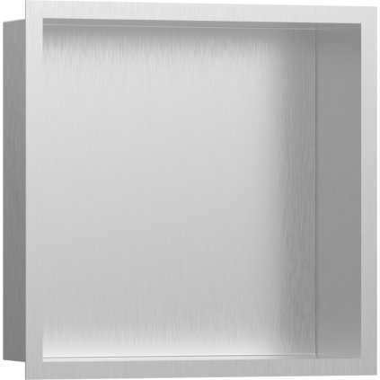 Hansgrohe XtraStoris Individual, výklenek do zdi kartáčovaná nerezová ocel, s designovým rámem 300x300x100mm, kartáčovaná nerezová ocel, HAN-56097800