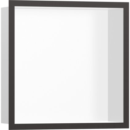 Hansgrohe XtraStoris Individual, výklenek do zdi matný bílý s designovým rámem 300x300x100mm, kartáčovaný černý chrom, HAN-56099340