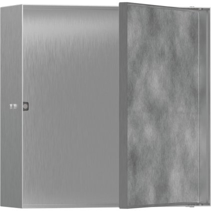 Hansgrohe XtraStoris Rock, výklenek do zdi s dvířky pro obklady 300x300x100mm, kartáčovaná nerezová ocel, HAN-56085800