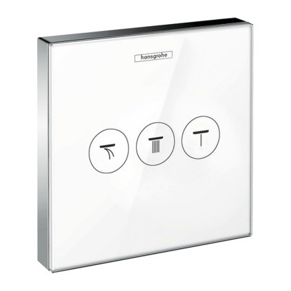 Hansgrohe ShowerSelect Glass, ventil pod omítku pro 3 spotřebiče, bílá/chromová, HAN-15736400