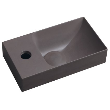Sapho, PICCOLINO betonové umyvadlo 30,8x17cm, baterie vlevo, tmavě hnědá, PK30015