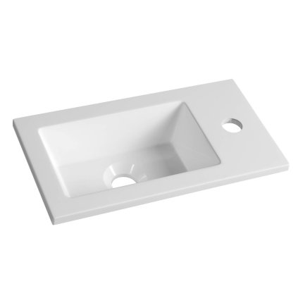 Aqualine, Umyvadlo 40x22cm, litý mramor, bílá, LM420