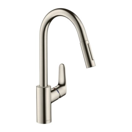 Hansgrohe Focus M41, kuchyňská páková baterie 240 s výsuvnou sprškou, 2jet, vzhled nerezu, HAN-31815800