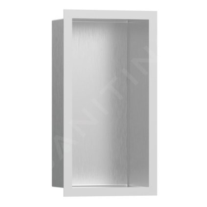 Hansgrohe XtraStoris Individual, výklenek do zdi s designovým rámem, 300x150x100 mm, kartáčovaná nerezová/matná bílá, HAN-56094700
