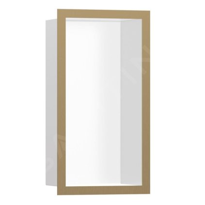Hansgrohe XtraStoris Individual, výklenek do zdi s designovým rámem, 300x150x100 mm, matná bílá/kartáčovaný bronz, HAN-56096140