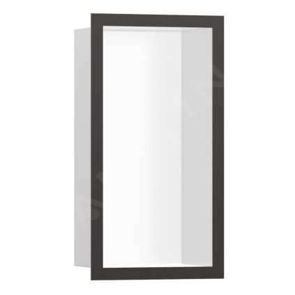 Hansgrohe XtraStoris Individual, výklenek do zdi s designovým rámem, 300x150x100 mm, matná bílá/kartáčovaný černý chrom, HAN-56096340
