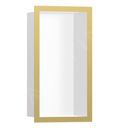 Hansgrohe XtraStoris Individual, výklenek do zdi s designovým rámem, 300x150x100 mm, matná bílá/leštěný vzhled zlata, HAN-56096990