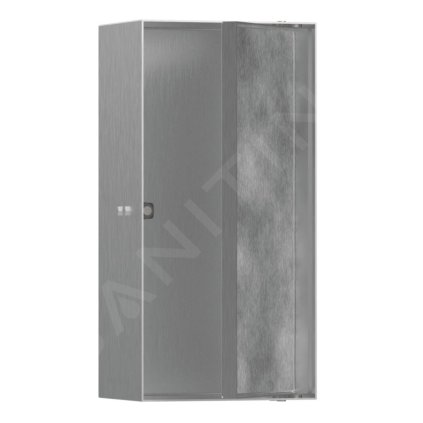 Hansgrohe XtraStoris Rock, výklenek do zdi, s dvířky, 300x150x100 mm, kartáčovaná nerezová, HAN-56082800