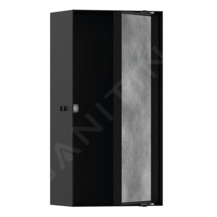 Hansgrohe XtraStoris Rock, výklenek do zdi, s dvířky, 300x150x100 mm, matná černá, HAN-56082670