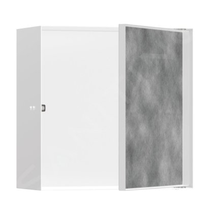 Hansgrohe XtraStoris Rock, výklenek do zdi, s dvířky, 300x300x140 mm, matná bílá, HAN-56091700