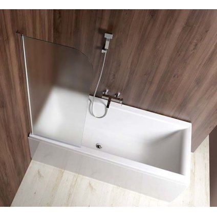 Aqualine, VILMA vanová zástěna 600x1400 mm, chrom, levá, brick sklo, AQ6018L