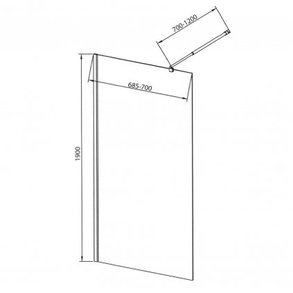 397861 aqualine walk in stena na instalaciu na mur so vzperou jednodielna 700 mm matne sklo wi070m