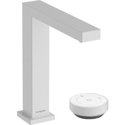 Hansgrohe Tecturis E, dvouotvorová umyvadlová baterie 150 CoolStart EcoSmart+ s odtokovou soupravou, bílá matná, HAN-73053700