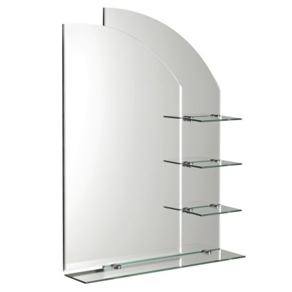 Aqualine, WEGA zrcadlo 65x90cm, zaoblené, s policemi, 65028