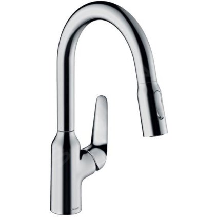 Hansgrohe Focus M42, dřezová baterie M4216-H180 s výsuvnou sprškou, sBOX, chromová, HAN-71821000