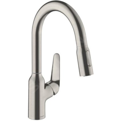 Hansgrohe Focus M42, dřezová baterie M4216-H180 s výsuvnou sprškou, sBOX, vzhled nerezavějící oceli, HAN-71821800