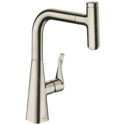 Hansgrohe M71, dřezová baterie M7115-H240 s výsuvnou sprškou, sBOX, vzhled nerezavějící oceli, HAN-73802800
