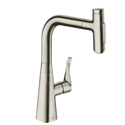 Hansgrohe M71, dřezová baterie M7117-H240 s výsuvnou sprškou, sBOX, vzhled nerezavějící oceli, HAN-73817800