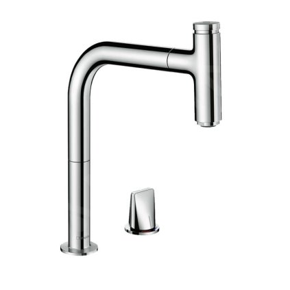 Hansgrohe M71, dřezová baterie M7119-H200 s výsuvnou sprškou, 2-otvorová instalace, sBOX, chromová, HAN-73804000