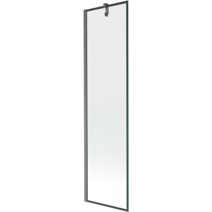 Mexen Next, 1-křídlová vanová zástěna 50 x 150 cm, 6mm čiré sklo - černý vzor, broušená grafitová, 895-050-000-00-70-66