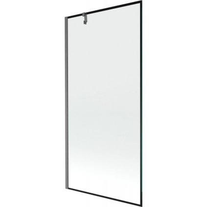 Mexen Next, 1-křídlová vanová zástěna 90 x 150 cm, 6mm čiré sklo - černý vzor, broušená grafitová, 895-090-000-00-70-66