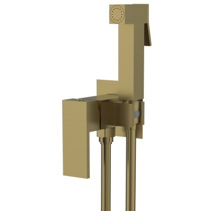 Sapho, CUBEMIX podomítková bidetová baterie se Stop sprškou, hranatá, zlato mat, CM040GB