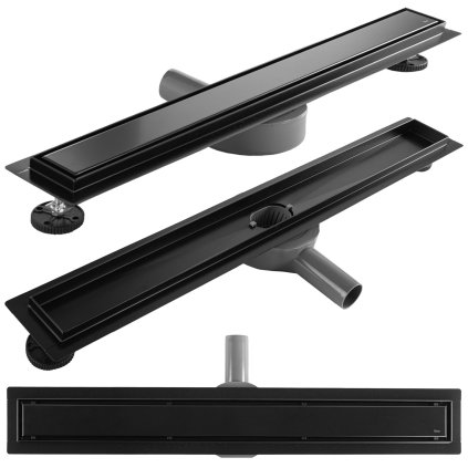 Rea Neox Pro Black, odtokový sprchový žlab 70 cm, černá matná, REA-G7802