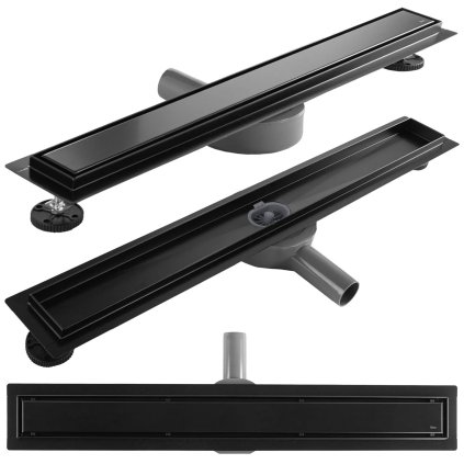 Rea Neox Pro Black, odtokový sprchový žlab 80 cm, černá matná, REA-G7803