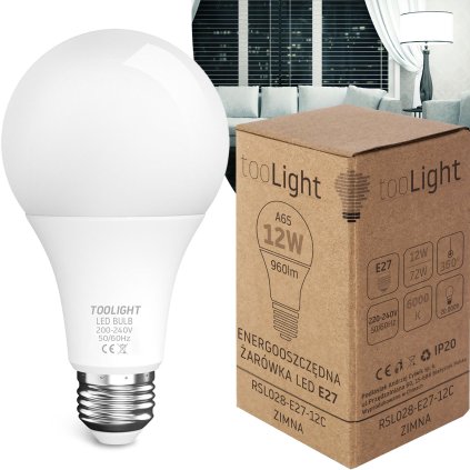 Toolight, LED žárovka E27, 12W, 960lm, 6000K studená bílá, RSL028, OSW-20012