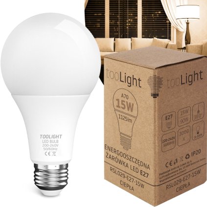 492449 toolight led ziarovka e27 15w 1125lm 3000k tepla rsl029 osw 20014