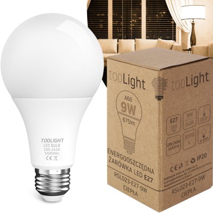 491972 toolight led ziarovka e27 9w 675lm 3000k tepla rsl023 osw 20008