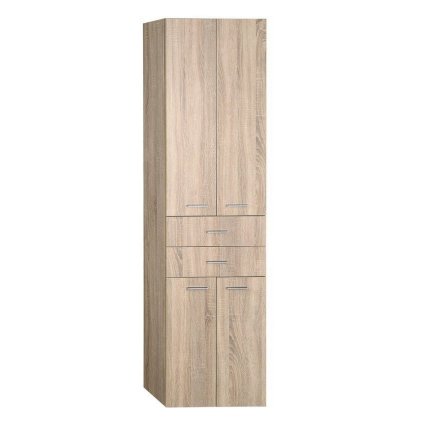 Aqualine, ZOJA/KERAMIA FRESH skříňka vysoká 50x184x29cm, dub platin, zásuvky, 51296