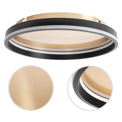 Toolight, LED stropní svítidlo 40cm, 22W, APP1464, černá-zlatá, OSW-07981