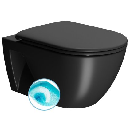 GSI, PURA ECO závěsná WC mísa, Swirlflush, 36x55cm, černá dual-mat, 880726