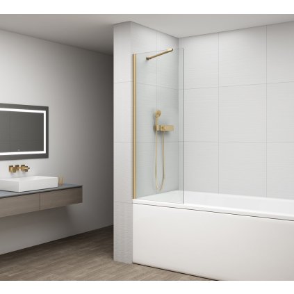Polysan, FISA vanová zástěna 800x1500mm, mm, zlato mat, čiré sklo, FS1082-G