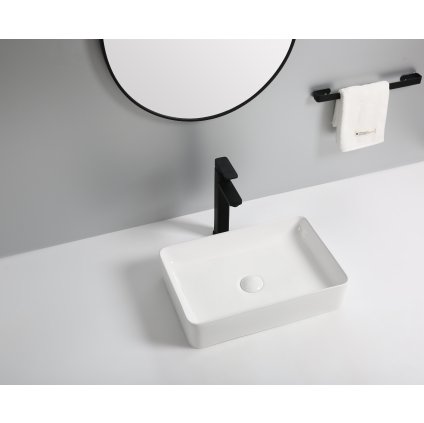 Erga Emiliana, umyvadlo na desku 500x335x110 mm, bílá lesklá, ERG-V03-9533-WH