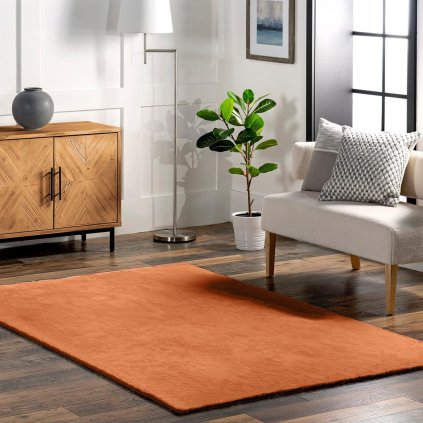 Tutumi Rabbit, hedvábný vysoký koberec 200x140x3 cm, červená cihla, SHG-08802