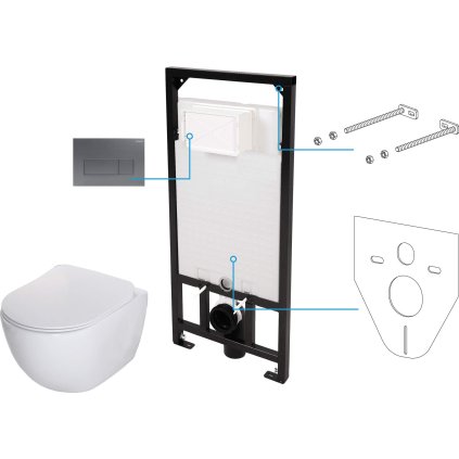 Toilet set, concealed, 6 in 1