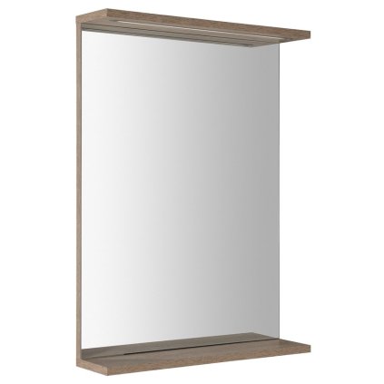 Aqualine, KORIN STRIP zrcadlo s LED osvětlením 50x70x12cm, dub platin, KO995S