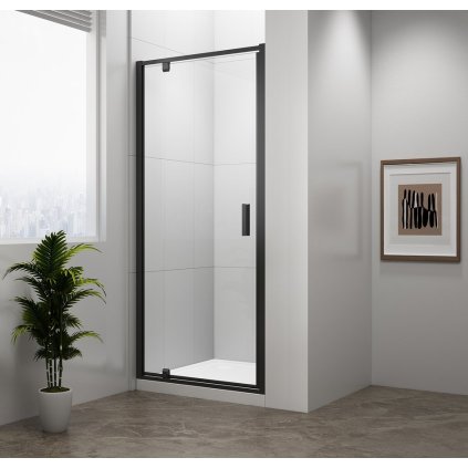 Polysan, EASY BLACK otočné sprchové dveře 880-1020mm, čiré sklo, EL1715B