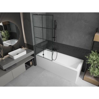 503710 mexen next 1 kridlova vanova zastena 80 x 150 cm 6mm cire sklo cierny vzor bruseny grafit 895 080 000 00 77 66